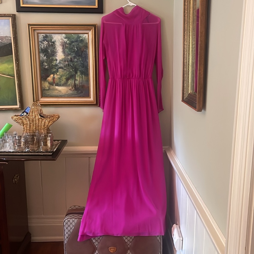 bcbg darci magenta xs s m silk neck tie dress gown prom pink long - Picture 3 of 7